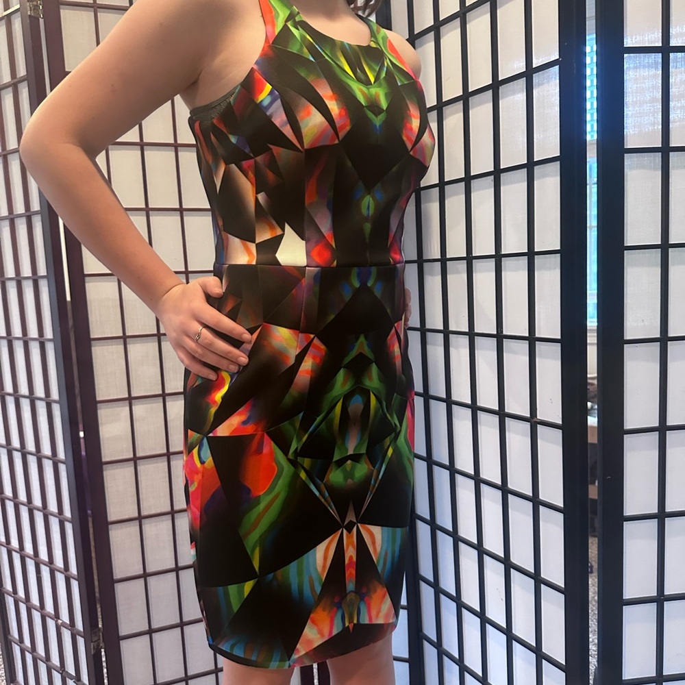 Milly Designer Vibrant Geometric New Midi Dress Size 4